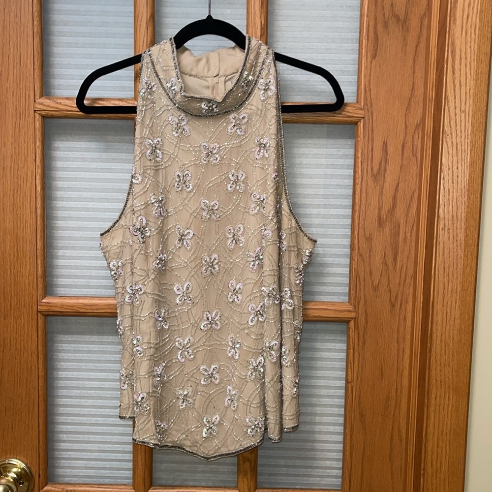 NWOT Adrianna Papell 22W Silk Beaded Sleeveless Top